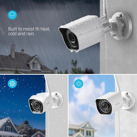 1080p Indoor Outdoor WiFi Camera With Night Vision, Motion Detection And Remote Viewing For Home Security, Weatherproof, Detects People Pets Vehicles, Easy App Setup And Real Time Alerts