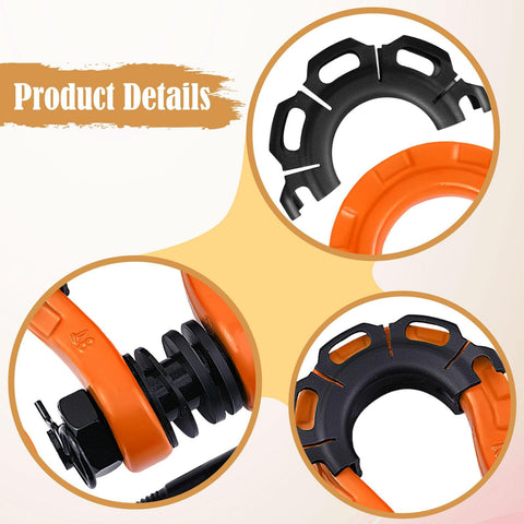 Beefy 2 Pack D Ring Shackle Set For Off Road Vehicles Heavy Duty Tow Shackles For Trucks And SUVs Universal High Performance Towing Accessories In Bright Orange, showing close-up details of shackle components.