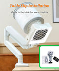 Pro Grade 60W Nail Dust Collector With Serious Suction For Salon And Home Use shown with table clip installation
