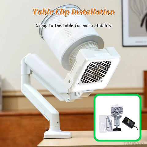 Pro Grade 60W Nail Dust Collector With Serious Suction For Salon And Home Use shown with table clip installation
