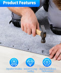 Person using Heavy Duty Black Upholstery Tacks 1 Inch Bulk Furniture Hardware for fast home repairs on carpet.