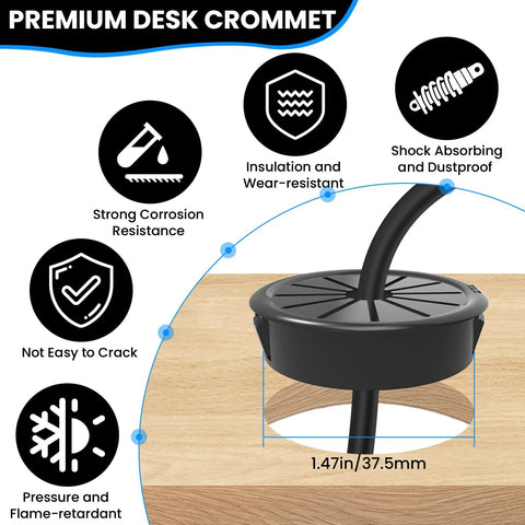 Petal Shaped Cable Grommets For One And One Half Inch Wire Holes Pack Of Five Nylon 94V2 Flame Rated for desk cable organization
