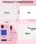 Dimensions of Six Pack Double Sided 9x12 Whiteboards With Lined Surfaces For Kids And Classroom Use, showing front and back
