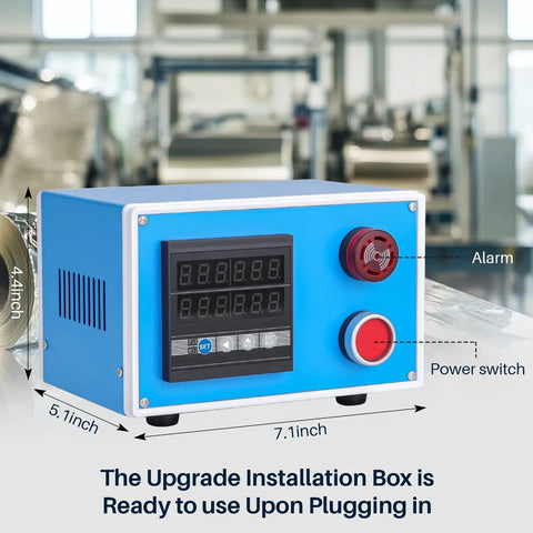 High Precision Digital Length Counter with alarm relay output and power switch visible, ideal for industrial settings.