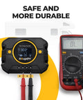 30A PWM Solar Charge Controller for 12V/24V Systems with backlit display, USB port, and multimeter showing durability features