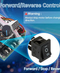 Forward/Reverse control switch on Ultra Tough Pwm Dc Brushed Motor Speed Controller Featuring Bright Tunable Digital Readout.