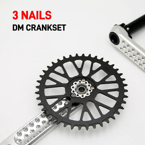 Road Bike Crank Set With 3 Bolt Direct Mount, 160Mm/165Mm/170Mm Crank Arms, Includes Bottom Bracket, Silver Finish, Fits City, Folding And Road Bikes, top view