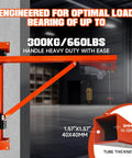 Heavy Duty Wall Mount Jib Crane Hoist Bracket With 660 Pound Load Capacity Support For Electric Scaffolding Lift, orange bracket design.