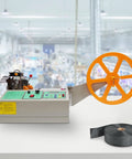 Automatic Webbing Cutting Machine 110V 280W Heavy Duty Hot And Cold Cutting With Steel Blade in factory setting with black webbing