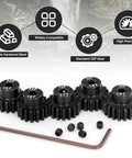 Beefy 32P Pinion Gear Set for 1/10 RC Electric Off Road Trucks, 15T 16T 17T 18T 19T, 3.175mm bore, 0.8 mod, hardened steel