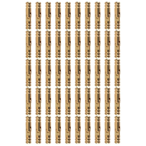 Concealed Brass Barrel Hinges Set Of 50 For Jewelry Boxes And Tiny DIY Woodworking Projects arranged in rows