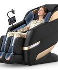 Woman relaxing in 4D Full Body Massage Chair For Next Level Comfort With SL Track Shiatsu Zero Gravity Recliner AI Control Heating