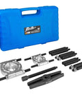 12-Piece 5-Ton Bearing Removal Tool Kit With 30-75mm Splitter And Puller Set, includes blue carrying case and components.