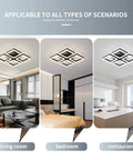 Led Ceiling Light Four Square Dimmable Flush Mount Fixture for living room, bedroom, and kitchen, energy-saving 3000K-6500K