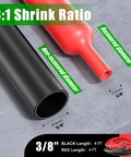 Top Shelf 3/8 Inch Adhesive Lined Marine Grade Heat Shrink Tubing With A Beast Mode Three To One Ratio alongside measurements.