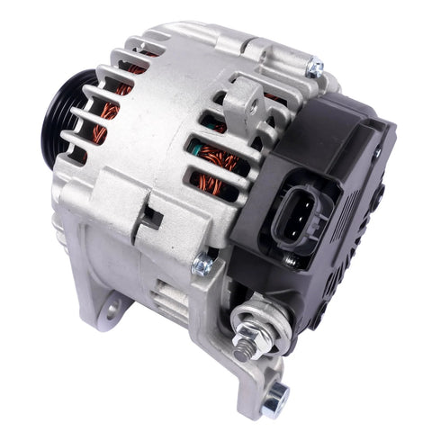 130A 110A High Output Alternator Replacement showing front angle with metal casing and electrical connections, fits Infiniti QX56 2008-2010.