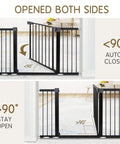 Extra Wide Baby Gate For Doorways 29.93 To 51.5 Inches, 30-Inch High With Auto-Close Walk-Thru Door shown opened both sides