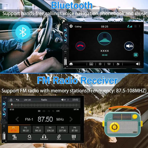7 Inch Double Din Car Stereo With Wireless CarPlay And Wireless Android Auto Full HD Touchscreen Receiver and features.