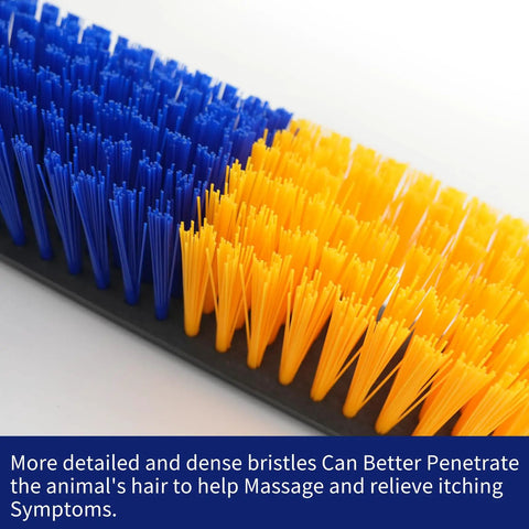 Dope Livestock Scratch Brush Set With 8 Screws For Cattle Horses Sheep And Pigs Back Grooming Massage Tool Yellow 2 Pack, blue and yellow bristles