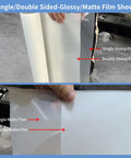 Comparison of single and double sided glossy and matte films for DTF Transfer Film Roll 8.3 Inch By 328 Feet Double Sided Glossy Clear Pre Treated PET Heat Transfer Paper For T Shirts And Textiles Cold Peel Hot Peel Direct To Film For DIY Tees And Garments.