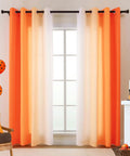 Orange And White Ombre Light Filtering Privacy Curtains Set Of 2 Panels 55 Inch Wide 84 Inch Long Grommet Top Non See Through Drapes