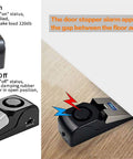Portable Door Stop Alarm 2 In 1 Security Alarm Door Stopper With 120db Loud Entrance Alert For Travel Home Apartment Or House Non Skid Floor Wedge 3 Pack Easy Install Stay Safe close-up showing design and instructions.