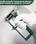 Hand holding Adjustable Circle Hole Cutter for Sheet Metal 2 to 12 Inch with drill bits for ductwork HVAC roofing projects.