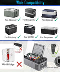 Wide compatibility chart for Heavy Duty 7 Pin Trailer Plug To DC 12V Power Cord Cable for various portable coolers.