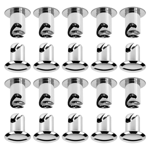 Heavy Duty Stainless Steel Quarter Turn Fasteners 20 Pack Chrome Plated 7/16 Oval Button Latches in a grid layout.