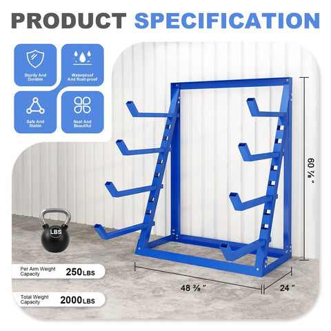 Top Notch 4 Tier Steel Lumber And Pipe Storage Rack With Adjustable Arms And Rugged Alloy Frame Holding Up To Two Thou Pounds For Garage Shop Or Basement Storage Needs