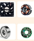 24V Welding Machine Cooling Fan 92X38MM High Airflow Dual Ball Bearing Low Noise Heavy Duty Industrial Grade For Power Supplies And Cabinets 2 Pin 2 Wire Mount Kit Universal Case Fan, black housing and bearing parts