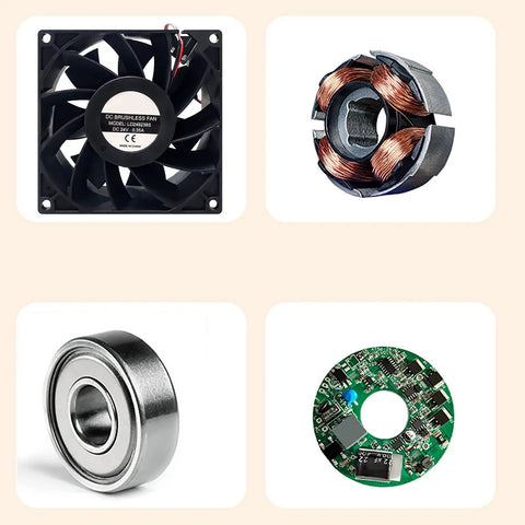 24V Welding Machine Cooling Fan 92X38MM High Airflow Dual Ball Bearing Low Noise Heavy Duty Industrial Grade For Power Supplies And Cabinets 2 Pin 2 Wire Mount Kit Universal Case Fan, black housing and bearing parts