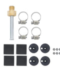 Components of Hot Selling CVT Transmission Oil Chiller Kit With 4 Port And 6 Rows for Nissan models, clamps, and fittings visible