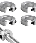 Four Pack Linear Rail Stop Collars For 20mm Shafts 20mm Bore 40mm OD 12mm Thick Aluminum With M5 Screws CNC Motion Guide System And Precision Stop Rings For Milling And CNC Machinery Built Heavy Duty And Reliable. Four aluminum stop collars on a 20mm shaft.