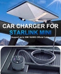 Starlink Mini Car Adapter With 60W Power Converter And Dual USB Ports For 12 To 24 Volt Vehicle Sockets, showing the car charger installation.