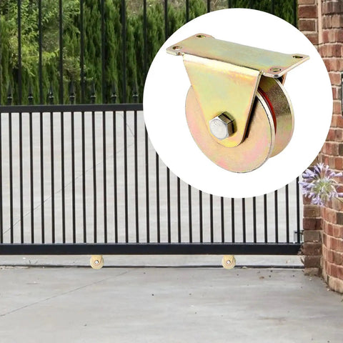 3 Inch Sliding Gate Wheel Set Of Six With V Groove Track Rollers Made From Grade 45 Steel For Rail And Gate Systems in driveway
