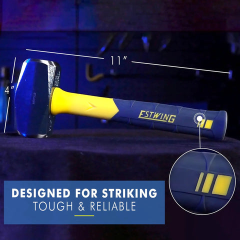 Rock Solid 3 Pound Forged Steel Sledge Hammer Built Like A Tank For Demolition Chipping And Concrete Removal Featuring smooth handle and striking surface.