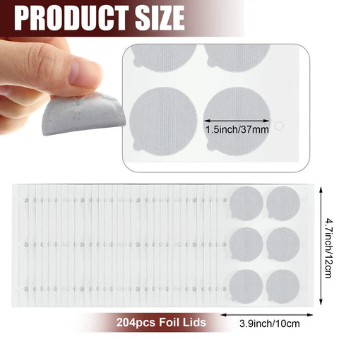 204 Pack Espresso Capsule Foil Seals Aluminum Lids And Stickers For Reusing 37 mm Pods, Compatible With Most Espresso Machines