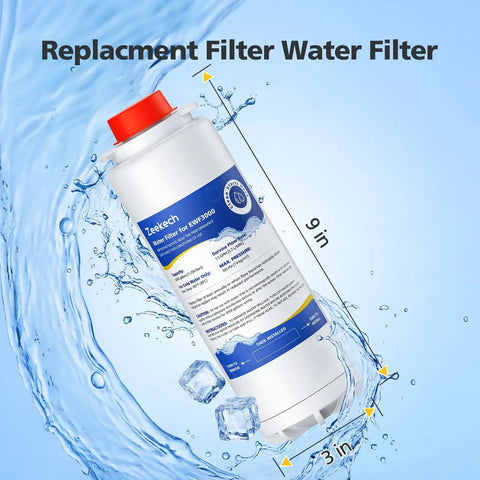 Replacement Water Filter Compatible With 51300C EWF3000 EZH2O Bottle Filling Stations Easy Install Smart Chip ERF750 51299C 55898C 3000 Gallon Capacity 1 Pack Bundle shown with dimensions