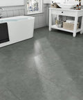 Marble Grey Peel And Stick Vinyl Floor Tiles 12x12 Inch Pack Of 20 Self Adhesive Waterproof Flooring in bathroom setting