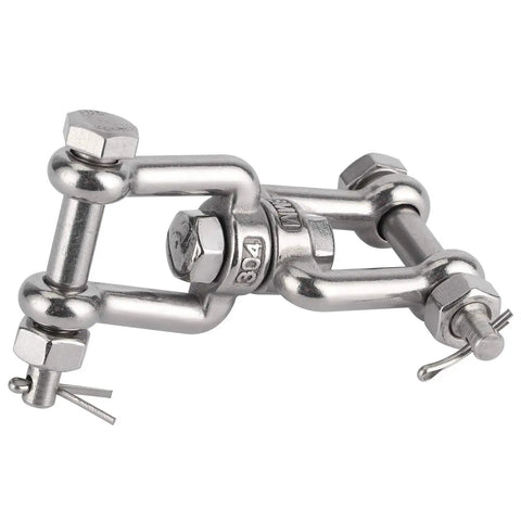Heavy Duty 304 Stainless Steel Anchor Swivel Shackle With Smooth Rotating Action For Boats And Ground Tackle Rope Connectors shown from above.