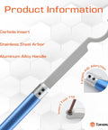 Pro Grade Swan Neck Hollowing Tool for Wood Lathe with carbide tipped bit, stainless steel arbor, and aluminum alloy handle details