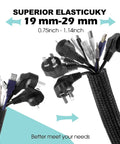 2 Pack 5 Foot Cable Sleeve For Desk Cord Management And Wire Hider Tubing with multiple cables in black flexible cover
