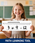 Girl holding Number Line Dry Erase Boards Set Double Sided Writable And Erasable 0 To 10 On One Side And 0 To 20 On The Other.