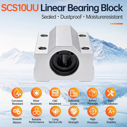 Pro Grade 4 Pack SCS10UUU Linear Bearing Pillow Block Kit For 10mm Shafts in sealed design with durable steel construction.