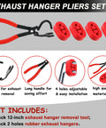 Heavy Duty Carotupy Exhaust Hanger Removal Pliers Plus Two Red Rubber Mounts Cut Rusty Clips Fast With Comfortable Grip For Any Auto Repair Shop Or DIY Mechanic, 12-inch steel pliers and 4 rubber hangers