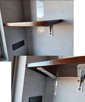 Heavy Duty Floating Shelf Brackets Pack Of Two Cold Rolled Steel L Shape Wall Mounts showing installed brackets supporting a wooden shelf.