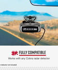 Radar detector mounted on windshield with Usb C To Barrel Connector Radar Detector Power Cable For RAD350 380 450 480i 700i