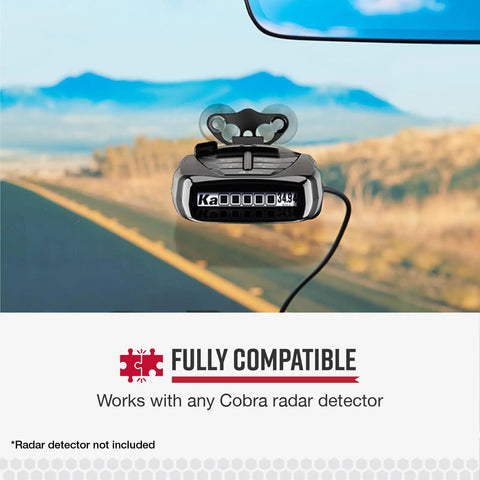 Radar detector mounted on windshield with Usb C To Barrel Connector Radar Detector Power Cable For RAD350 380 450 480i 700i