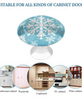 Heavy Duty Stainless Steel Round Cabinet Knobs And Slick Snowflake Drawer Pulls Built Tight For Daily Grind Kitchen And Closet Tasks Durable One Point One Inch Hardware Set Includes Two Pieces, blue snowflake design.